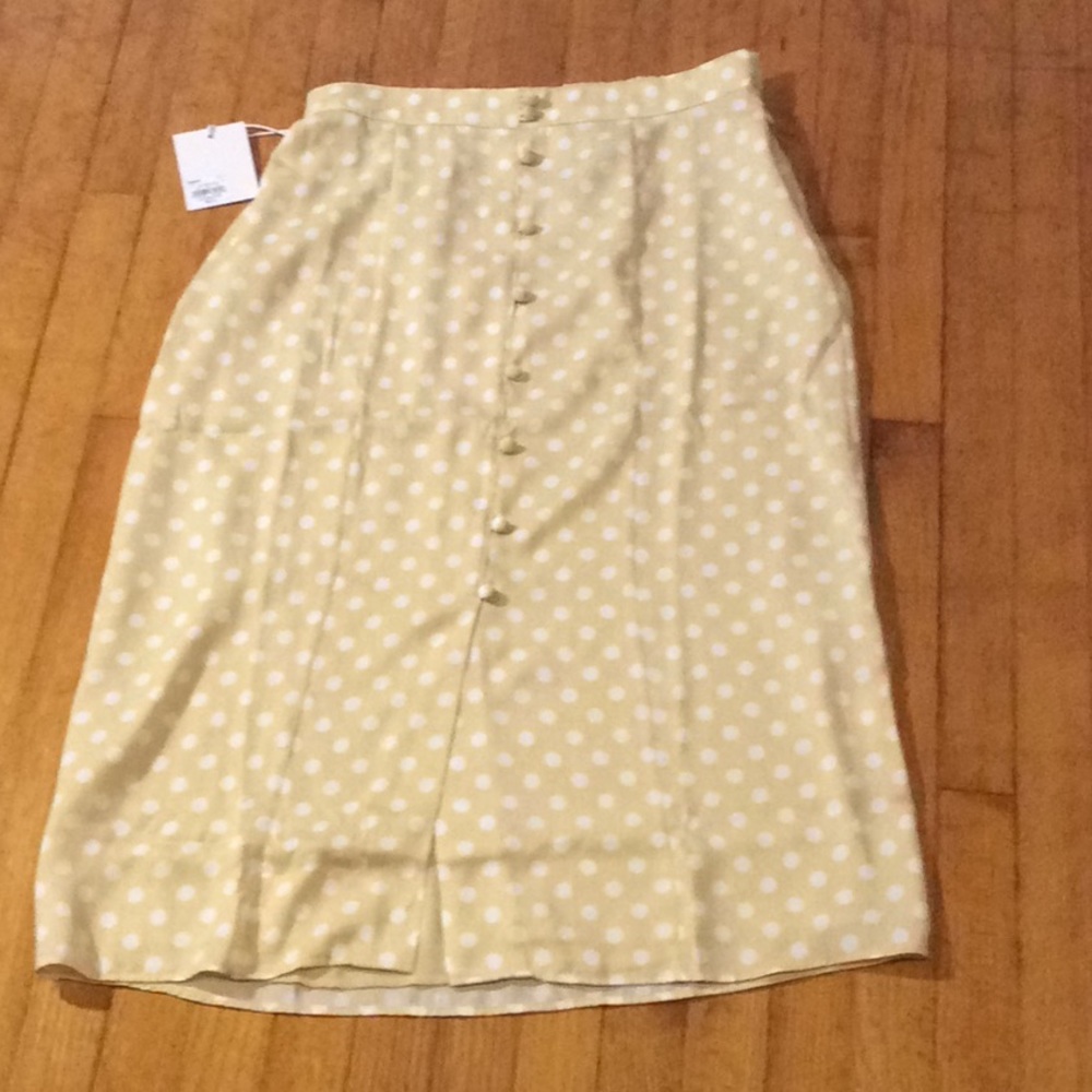LC Lauren Conrad Midi Pastel Yellow Polkadot Skirt